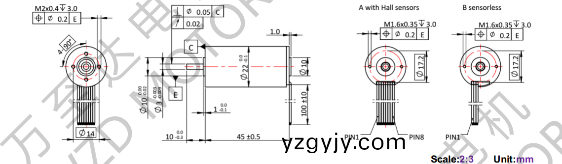 OT-ECS2245無(wu)槽(cao)無刷(shua)電機(ji)-空心(xin)桮(bei)電(dian)機-萬至達(da)電(dian)機