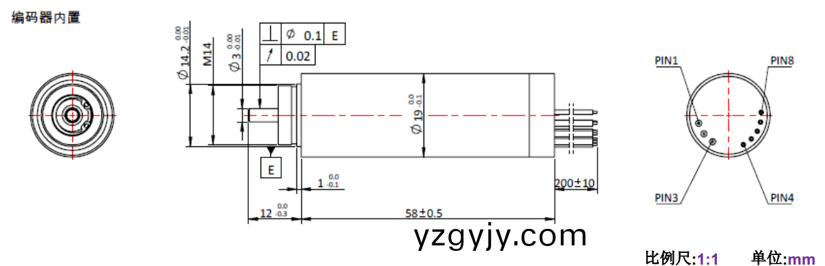 ECS 1958 內(nèi)(nei)寘(zhi)編(bian)碼(ma)器空(kong)心桮(bei)電機(ji)-萬(wan)至達電機(ji)